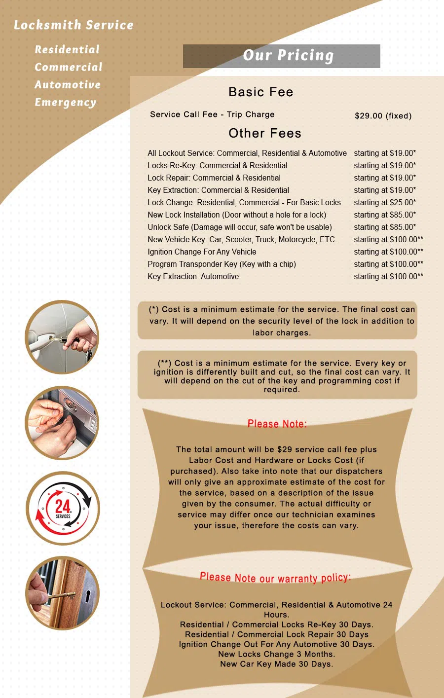 Meriden Lock And Key, Meriden, CT 203-212-5689 - price-list